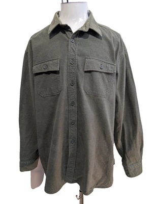 L.L. Bean XXL Chemise Chamoisette Flanelle Épaisse Vert Kaki Workwear - Photo 1/4