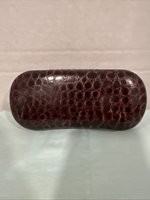 Crocodile Faux Textured Hard Clamshell Eyeglass Case, Brownish Burgundy