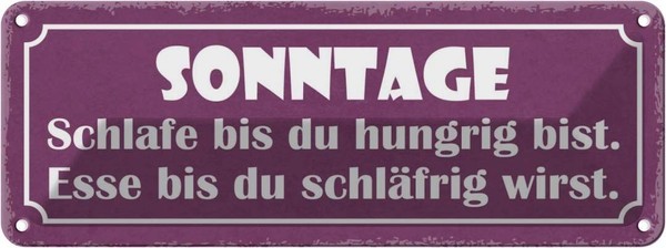 Blechschild 10X27 Cm Sonntage Schlafe Bis Du Hungrig Spruch Zitat Deko Geschenk-image