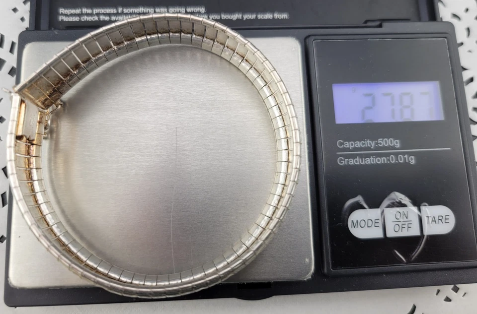 Heavy Vintage 3/4" Wide Omega Chain Signed Italy Sterling Silver Bracelet 7.5" - Image 4 of 4