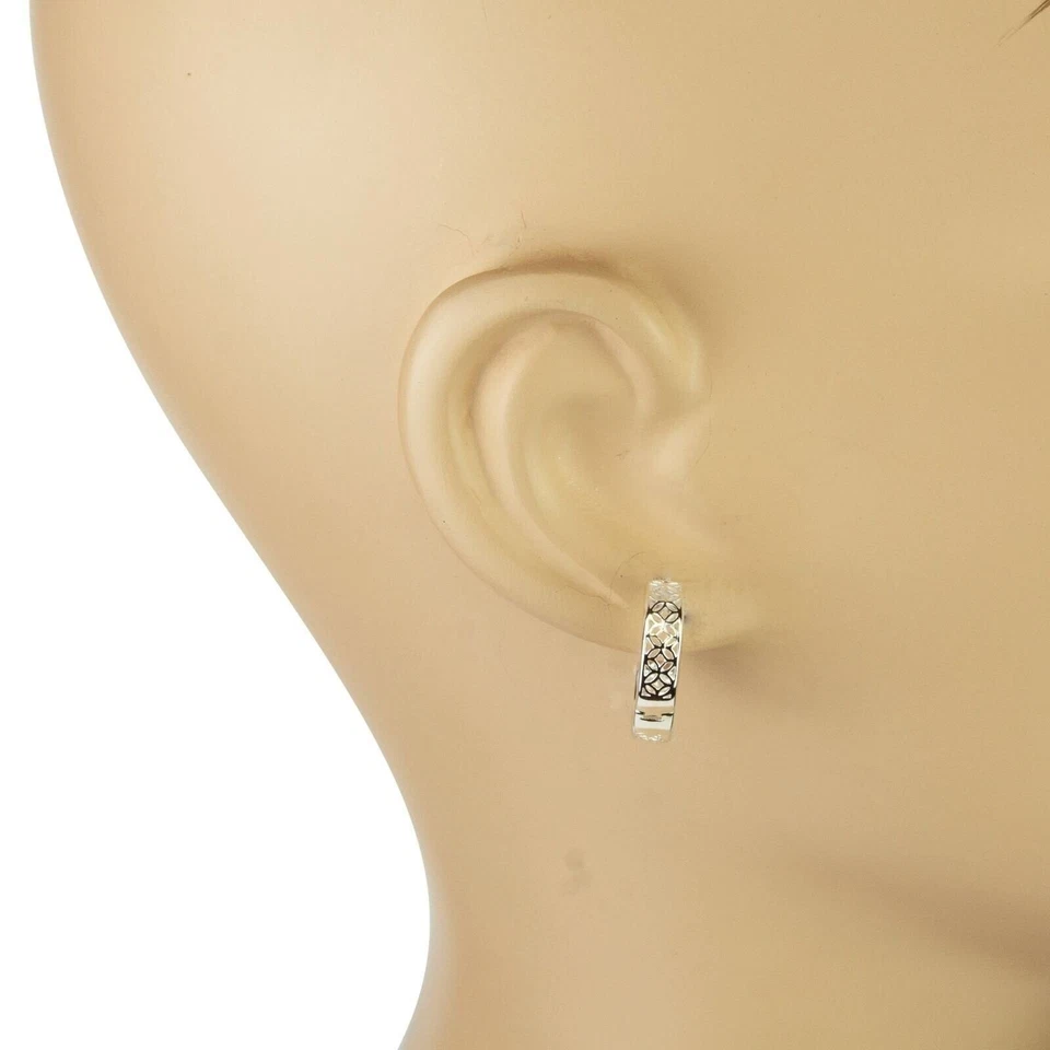 Brincos de filigrana LaTisoro 925 prata esterlina sólida argola Huggie, pequenos... - Imagem 2 de 4