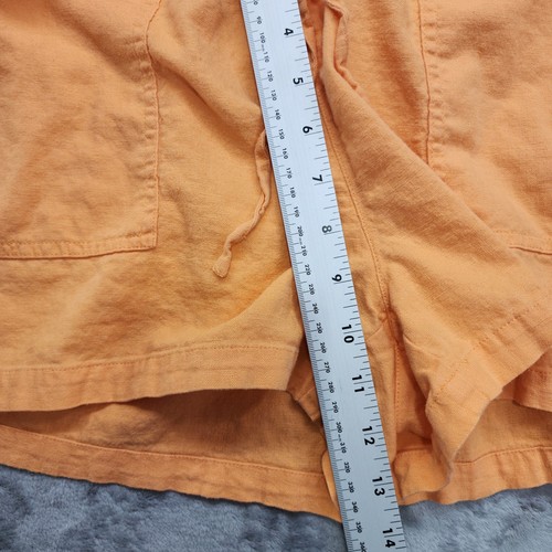 J.Crew Shorts Womens M Orange Linen Blend Pull On Drawstring Pockets Casual Airy - Picture 8 of 11