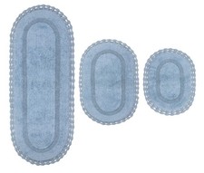 Hampton Crochet Reversible Bathmat 100 Cotton Bathroom Rugs Set, Washable Ru...