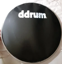 16" Bass Drum HEAD, ddrum, resonant for kick, black, VERY used *look