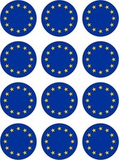 12 Piezas Pegatinas Bandera UE Redondas 4 cm | Europa | Europea
