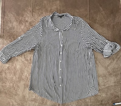 Velvet Heart Blue and White Striped Button Down Womens Shirt Size 1X