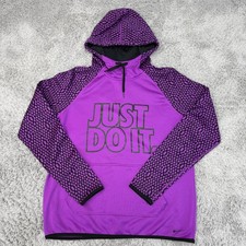 Nike Hoodie Womens Medium Purple Just Do It Therma-Fit Pullover Sweatshirt