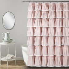 Lace Ruffle Shower Curtain Single 72" W x 72" L Blush - Pink Shower Curtains ...