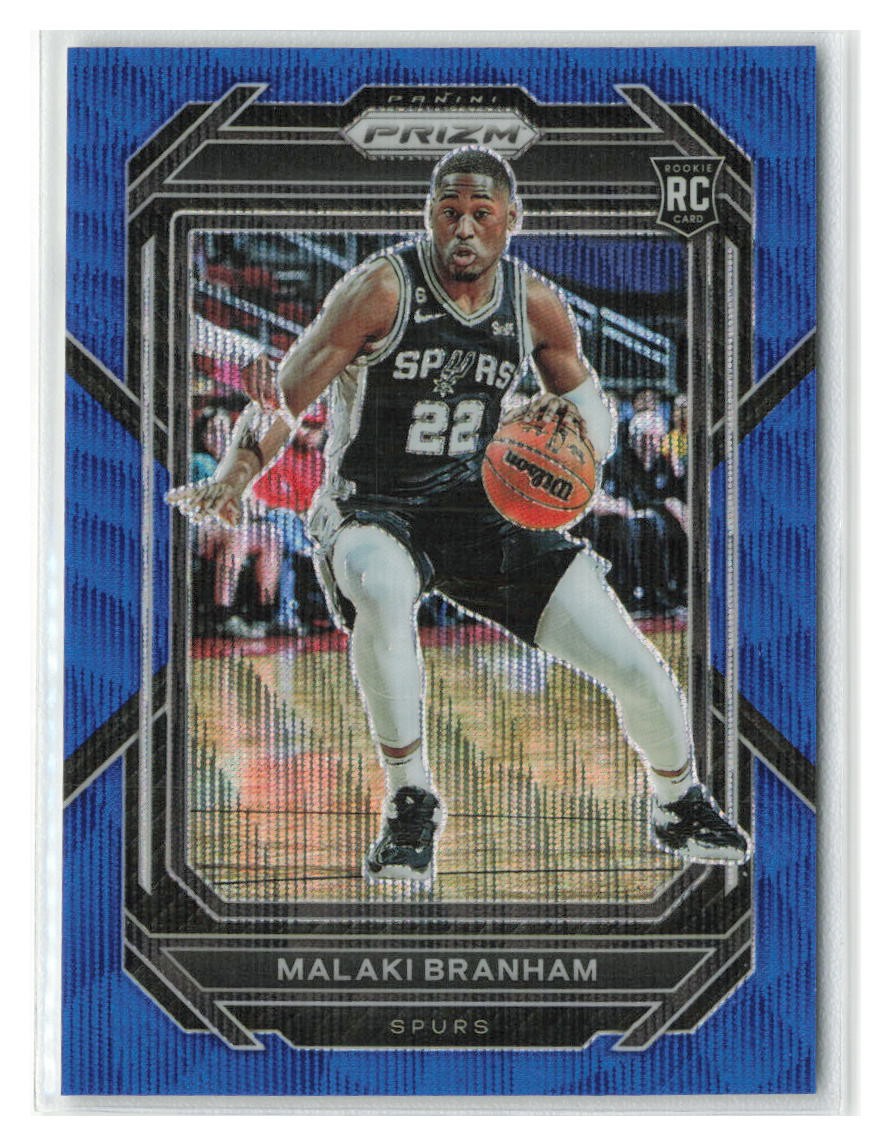 Malaki Branham 2022-23 Panini Prizm Blue Wave RC Rookie #230-SPURS