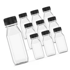 5 Pcs 8 oz Plastic Juice Bottle Reusable Transparent Bulk Beverage Containers...