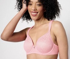 Breezies Lace Elegance Smooth Underwire T-Shirt Bra Size 44B Coral Crush A673288