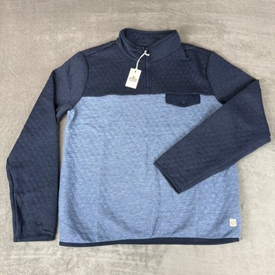 Marine Layer Corbet Color Blocked 1/4 Zip Pullover Mens Medium Blue $148 NWOT