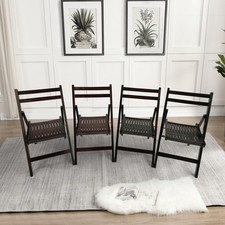 Solid Wood Folding Chair Set of 4 Cherry Slatted Seat Indoor Outdoor