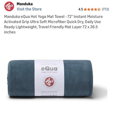 Manduka eQua Yoga Mat Towel - Quick Drying Microfiber, Lightweight New 
