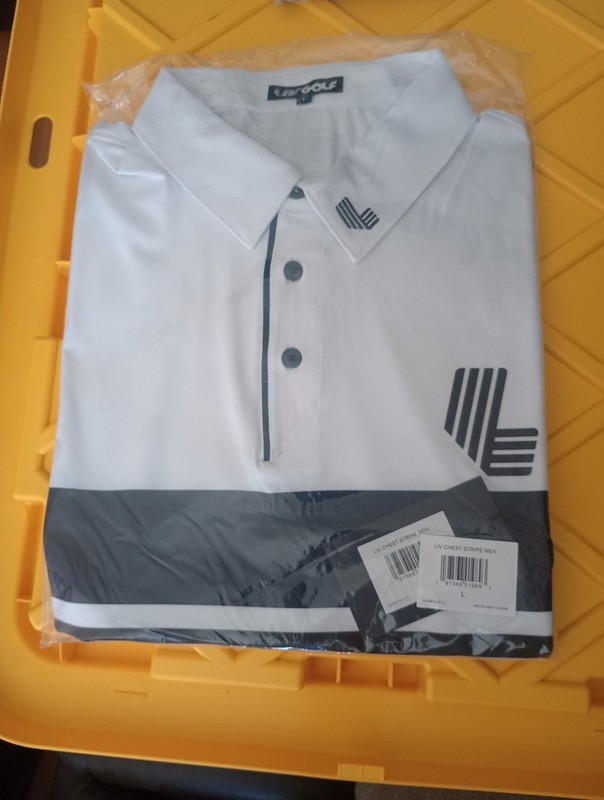 New Extracurricular LIV Chest Stripe Logo Golf Club Ball League Polo Shirt Large