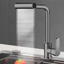 Stainless Steel Gunmetal Gray Kitchen Faucet, 4 Water Flow Modes, 360  Rotating