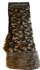 Christmas Tree Skirt Camo Faux Fur 48" Round Green Felt Lined Hunting Camp NWT