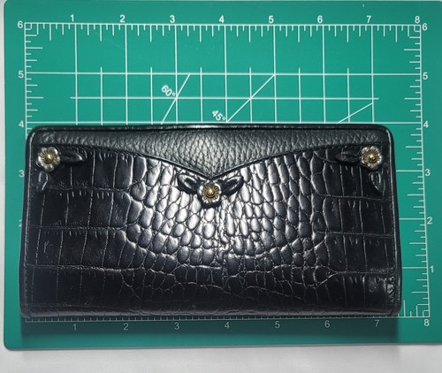 Brighton Croc Embossed Bifold Black Wallet Chrckbook (Vintage) - Picture 7 of 7