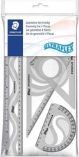 STAEDTLER 569PB4UF-S 4 Piece Maths Geometry Set - Ruler, Protractor, Set Square