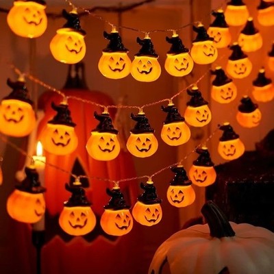 Halloween Pumpkin String Lights, LED Jack O Lantern Fairy Lights, Fall Decor Set