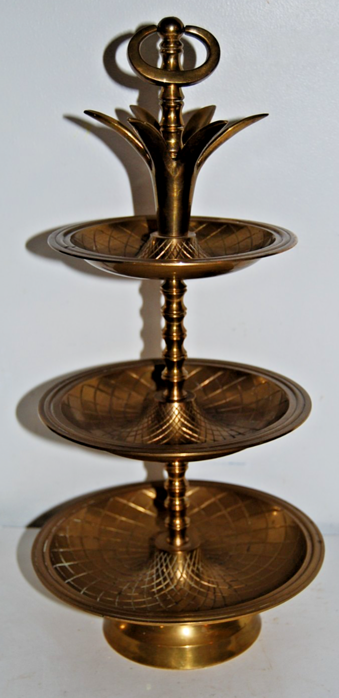 Solid Brass Handcrafted 3-Tier Pineapple Nesting Serving Tray Stand ...