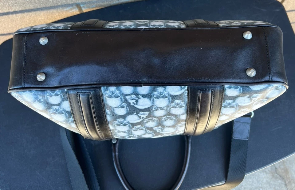 Bolso Robert Graham Cuero Negro Estampado Calavera Fantasma Laptop Mensajero Maletín Foto 4 de 4