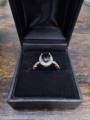 14 Karat Gold Damen Ring mit 0,32 Karat natürlichen Diamanten und 1,5 Karat natürlichem Edelstein 