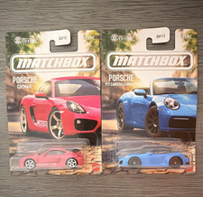 Matchbox Porsche 2-Car Lot Cayman Red 911 Carrera Cabriolet Blue Unopened