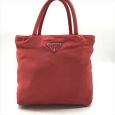 PRADA Triangle Logo Plate Nylon Test Hand Bag Red k4027 Authentic From Japan
