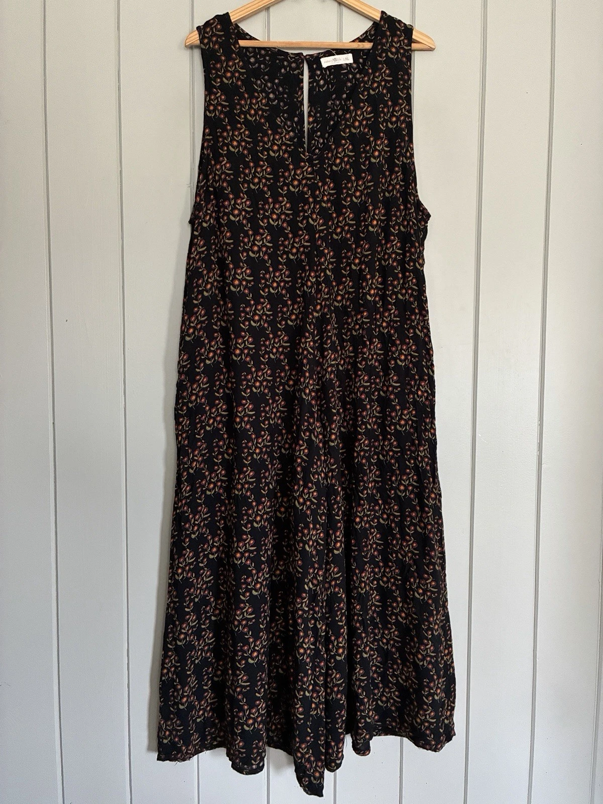 Natural Life Let's Just Go Wide Leg Jumpsuit L/XL Floral Boho Black Red V-Neck