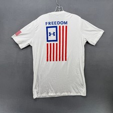 Under Armour T-Shirt Mens Freedom Graphic White Large Tall Patriotic Flag Loose