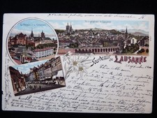 Old postcard Switzerland Vaud Souvenir de Lausanne 1900 (1095)