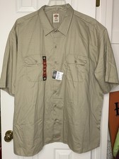 Dickies Work Shirt Mens 4XL Khaki Short Sleeve Button Up Twill Pocket Big Tall