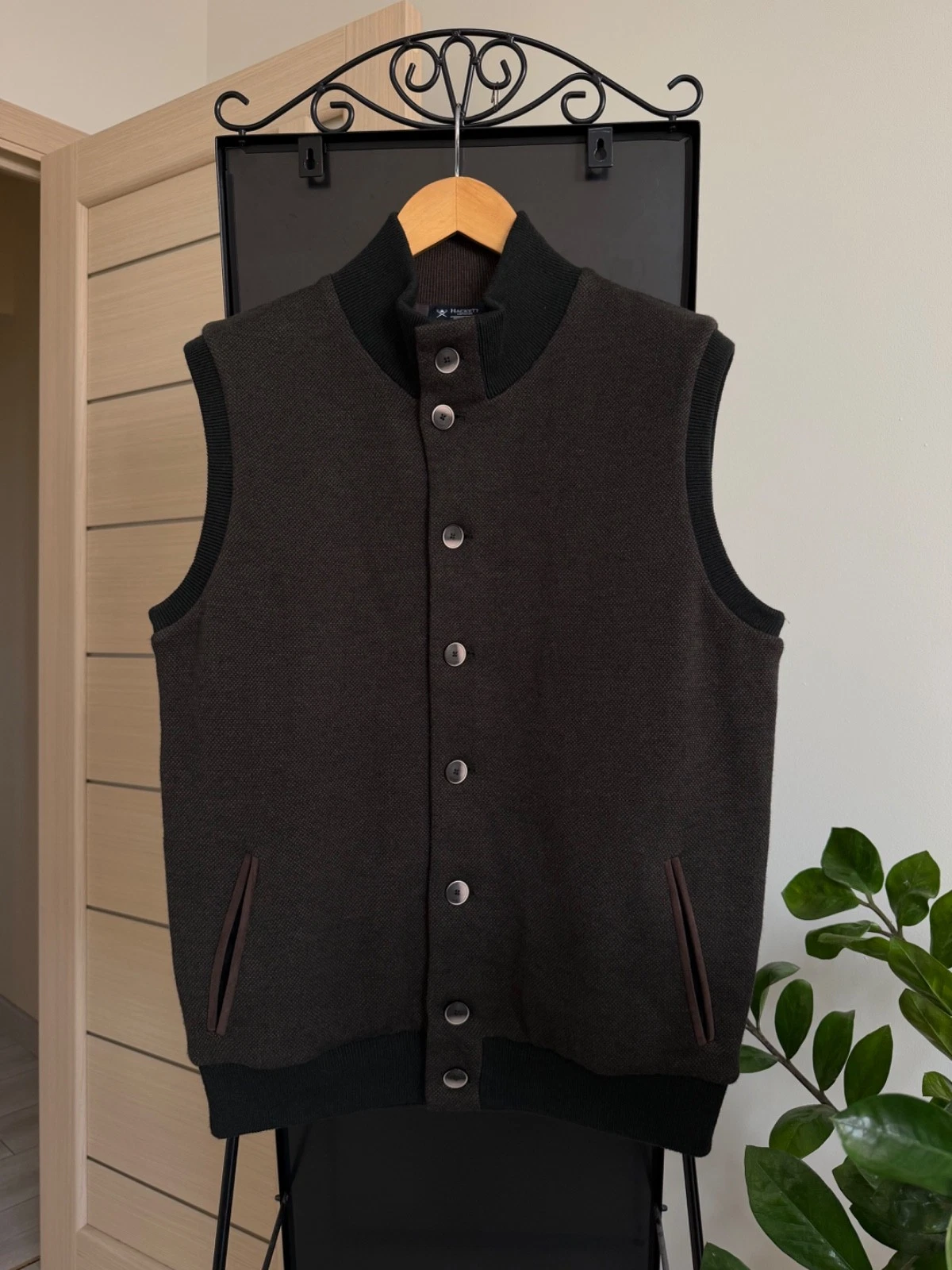 Hackett London wool Sartorial Jaqud Hybrid Knit Gilet Vest size L