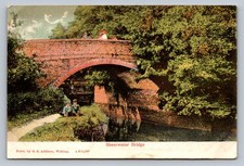 POSTCARD - SURREY - SHEERWATER BRIDGE - BOYS BY CANAL - G S ADDISON - 1904