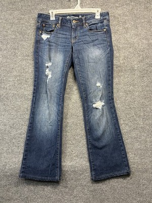 American Eagle Jeans Women 6 Long Boyfriend Stretch Distressed Denim Pants