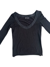 Emporio Armani Women?s Black V Neck Sweater Size 6 Long Sleeve Designer