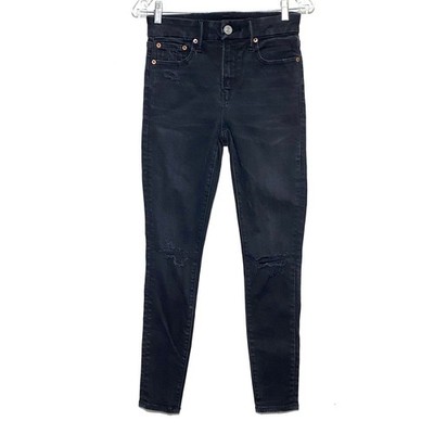 American Eagle Hi-Rise Jegging The Lu(x)e Jeans Women 2 Distressed Ripped Grunge