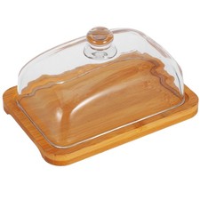  Clear Cake Stand with Glass Dome Butter Dishes Container for Counter