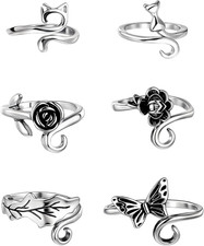 6Pcs Crochet Rings for Finger Adjustable Braided Faster Knitting Thimbles Holder