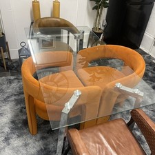 Glass & Chrome Clear & Tempered Rectangular 4 Seater Dining Table or Desk VGC 