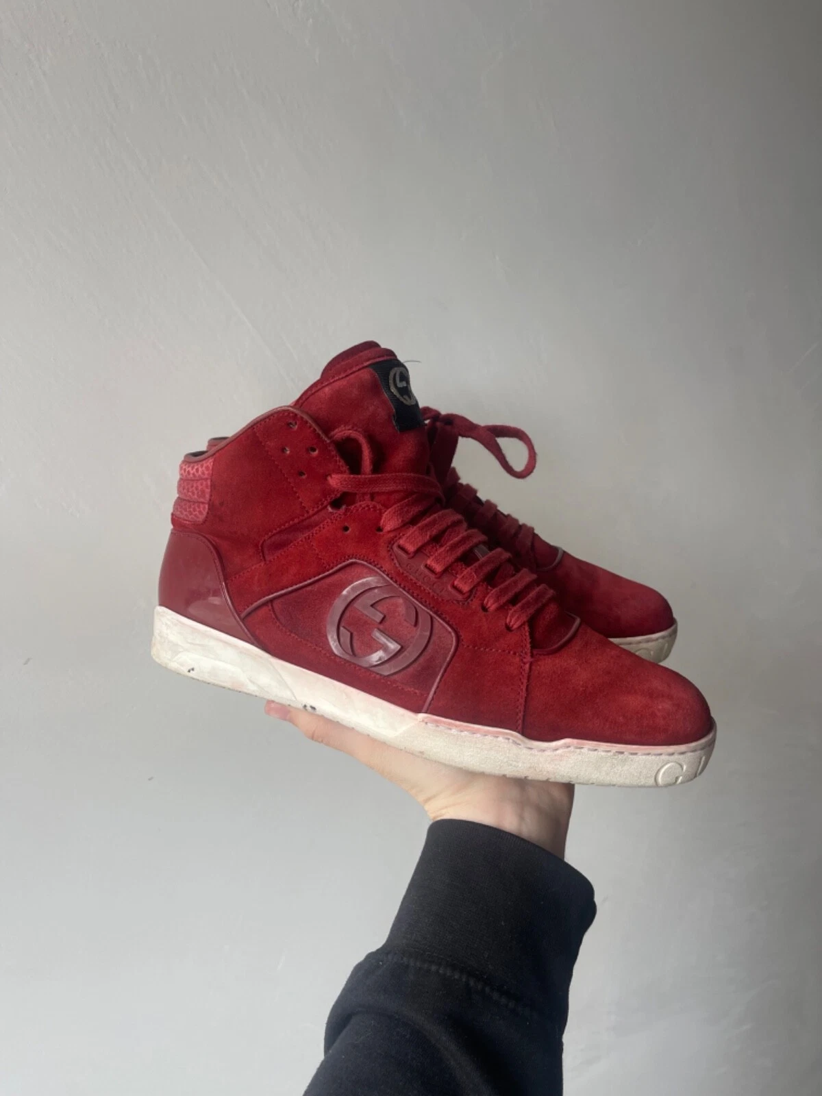 Baskets basses Gucci bordeaux daim entrelacées logo G US 7 hommes