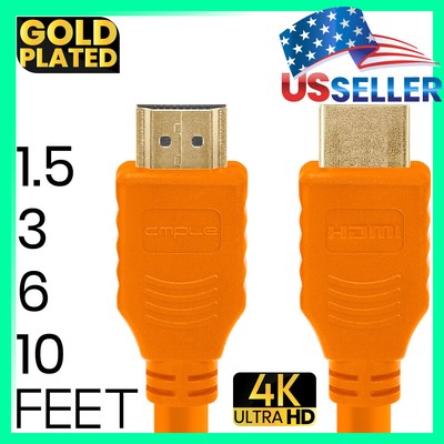 Orange 4K HDMI Cable 28AWG HDMI Cord ARC HDR 3D for HD TV PC XBOX PS5 Laptop