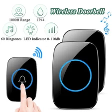 Wireless Doorbell Waterproof Door Bell Kit 1000 feet 60 Chimes Adjustable Volume