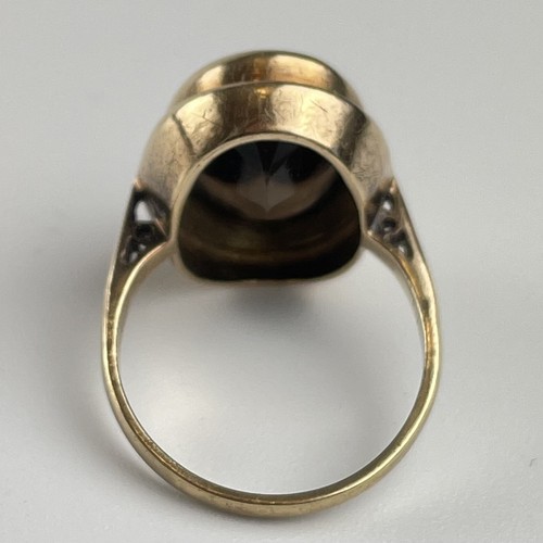 Vintage 9ct Yellow Gold Single Stone 1.3cm Smoky Quartz Dress Ring Size I 1/2 - Picture 6 of 9