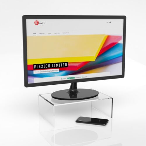 Perspex Monitor Stand / TV Riser / Display Screen Riser W/D/H 30cm 20cm 10cm - Picture 1 of 3