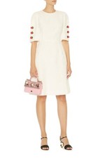 NWT DOLCE & GABBANA JACQUARD BROCADE ROSE BUTTONS DRESS $2445 SIZE US 10  IT 46