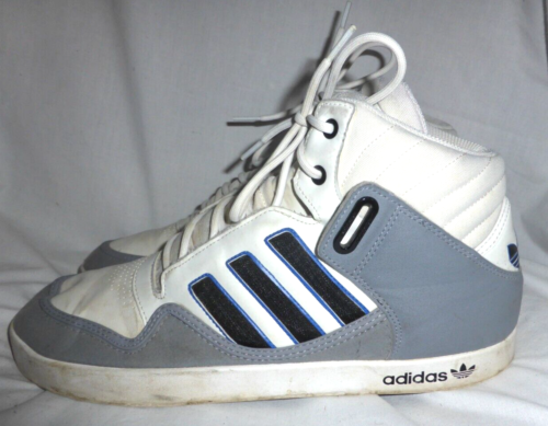 ADIDAS MEN GREY/WHITE LEATHER LACE UP HI TOP TRAINERS SIZE UK 11 EU 46 US 11.5 - Picture 1 of 20