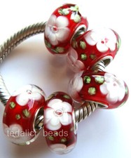 Wholesale 50/100pcs Silver Core Lampwork Murano Glass Beads European Charm TJ103
