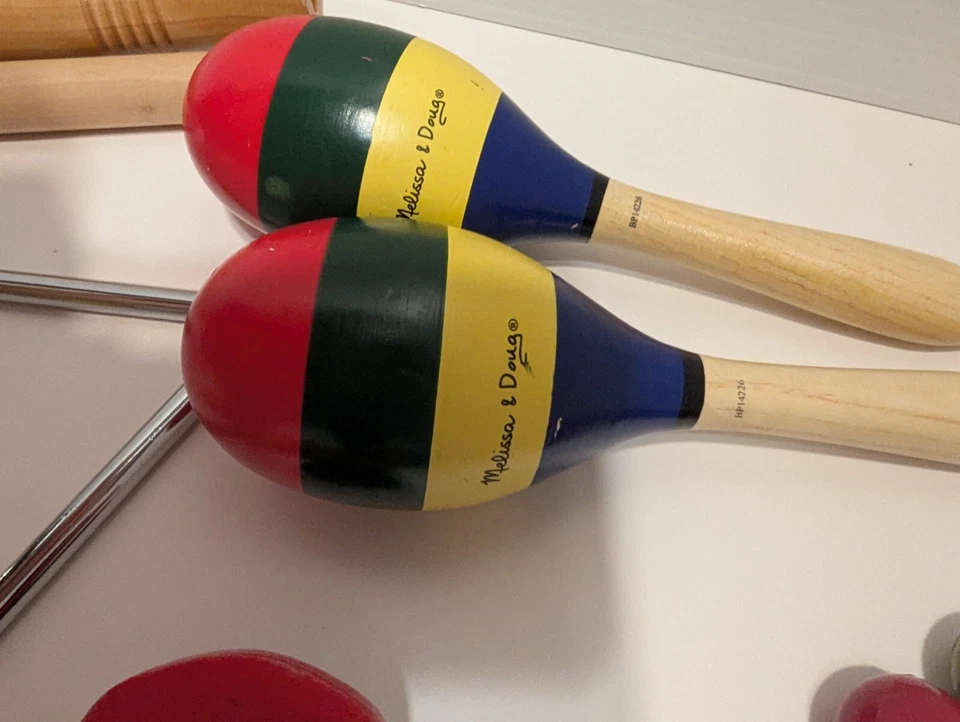 Melissa & Doug 14 Pcs Musical Instrument Set Kids Wooden Percussion Toddlers - Image 3 of 4